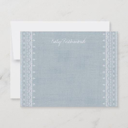 Boho Embroidery Tribal Pattern Stationery - Blue (Voorkant)