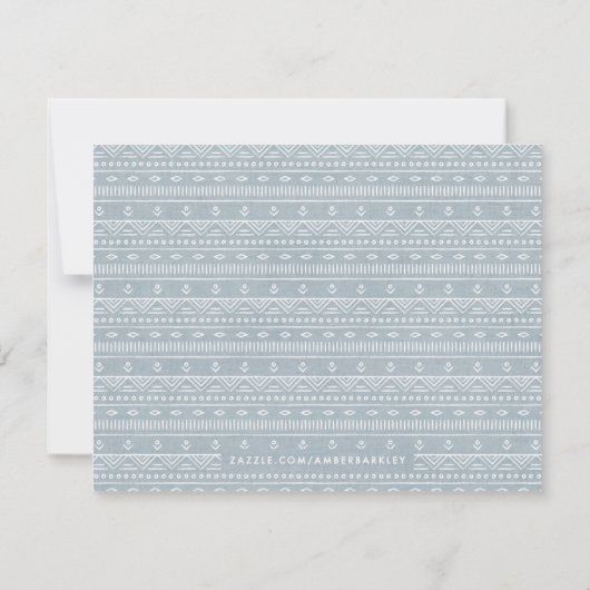 Boho Embroidery Tribal Pattern Stationery - Blue (Achterkant)