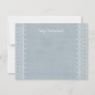 Boho Embroidery Tribal Pattern Stationery - Blue