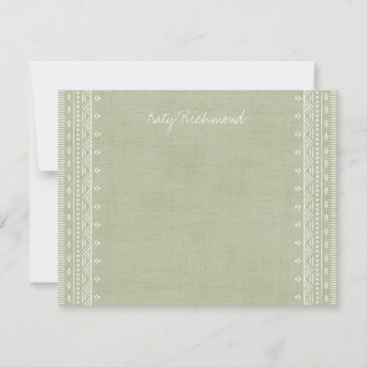 Boho Embroidery Tribal Pattern Stationery - Green (Voorkant)