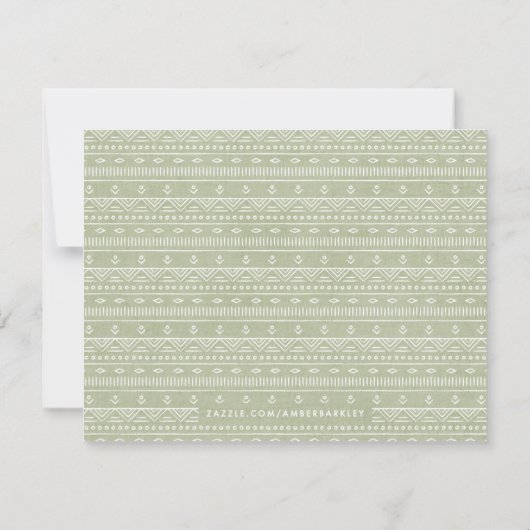 Boho Embroidery Tribal Pattern Stationery - Green (Achterkant)