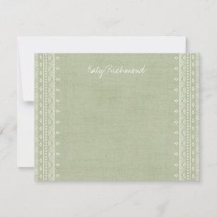 Boho Embroidery Tribal Pattern Stationery - Green