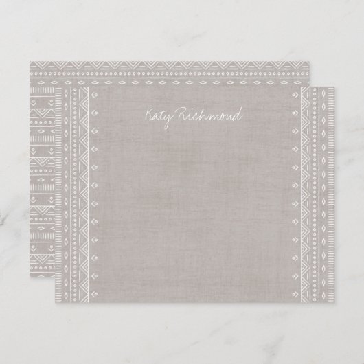 Boho Embroidery Tribal Pattern Stationery - Grey (Voorkant / Achterkant)