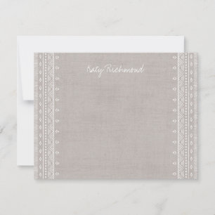 Boho Embroidery Tribal Pattern Stationery - Grey