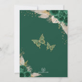 Boho Emerald Floral Quinceañera Princess Dress Kaart (Achterkant)