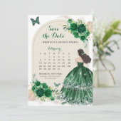 Boho Emerald Green 15 Años Bewaar de datum kalende Kaart (Staand voorkant)