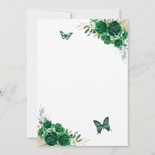 Boho Emerald Green 15 Años Bewaar de datum kalende Kaart (Achterkant)