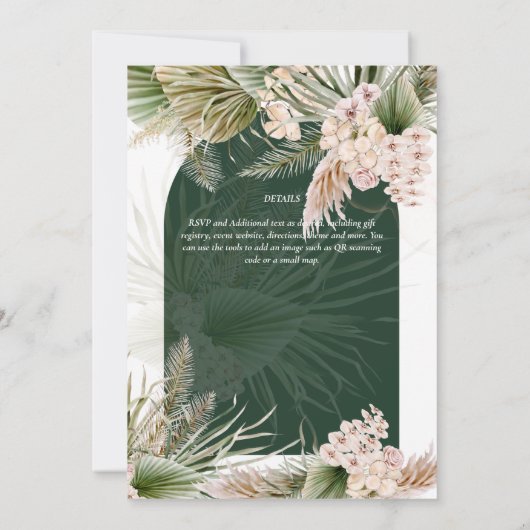 BOHO Emerald Green Pampas Grass Wedding (Achterkant)