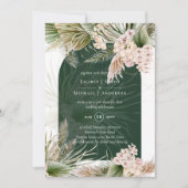 BOHO Emerald Green Pampas Grass Wedding Kaart (Voorkant)