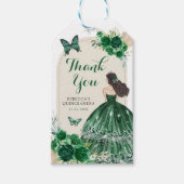 Boho Emerald Green Quinceañera Dank je Cadeaulabel (Voorkant)
