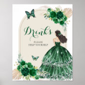 Boho Emerald Green Quinceañera Drinken Poster (Voorkant)