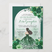Boho Emerald Green Quinceanera Kaart (Voorkant)