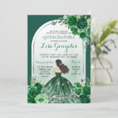 Boho Emerald Green Quinceanera Kaart (Staand voorkant)