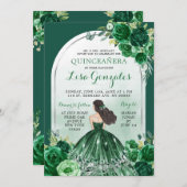Boho Emerald Green Quinceanera Kaart (Voorkant / Achterkant)