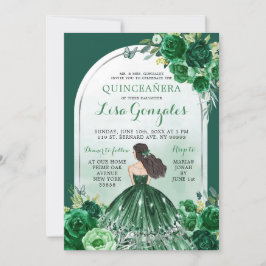 Boho Emerald Green Quinceanera Kaart