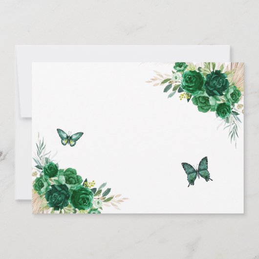 Boho Emerald Green Quinceañera Save The Date Kaart (Achterkant)