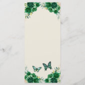 Boho Emerald Groen Bloemen Quinceañera Menu (Achterkant)