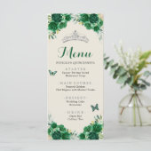 Boho Emerald Groen Bloemen Quinceañera Menu (Staand voorkant)