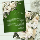 Boho Emerald Groen en  Wit Rozen Bruiloft Bedankkaart