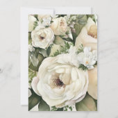 Boho Emerald Groen en  Wit Rozen Bruiloft Bedankkaart (Achterkant)