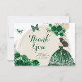 Boho Emerald Groen Prinses Quinceañera Bedankkaart (Voorkant)
