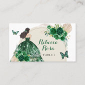 Boho Emerald Groen Prinses Quinceañera Plaatskaartje (Achterkant)