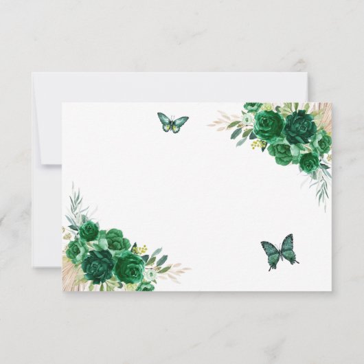 Boho Emerald Groen Prinses Quinceañera QR RSVP Kaartje (Achterkant)