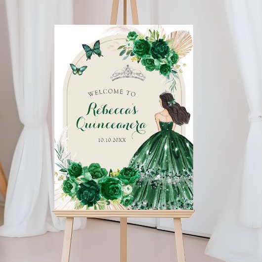 Boho Emerald Groen Quinceañera Welkomstbord Poster
