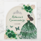 Boho Emerald Groene Rozen Princesa Quinceañera Wijn Etiket (Enkel label)