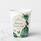 Boho Emerald Groene Rozen Prinses Quinceañera Papieren Bekers (Achterkant)