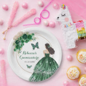 Boho Emerald Groene Rozen Prinses Quinceañera Papieren Bordje (Feest)