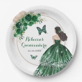 Boho Emerald Groene Rozen Prinses Quinceañera Papieren Bordje