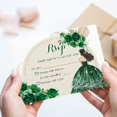 Boho Emerald Groene Rozen Prinses Quinceañera RSVP Kaartje
