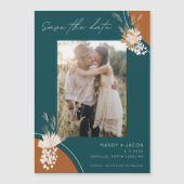 Boho Emerald Photo Wedding Save the Date (Voorkant)