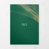 Boho Emerald Rose Complete Trouwkaart Tri-Fold Uit Drieluik Uitnodiging (Cover)