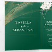 Boho Emerald Rose Complete Trouwkaart Tri-Fold Uit Drieluik Uitnodiging (Binnenzijde eerst)