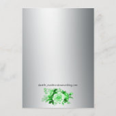 Boho Emerald Rozen Silver Wedding Reception Informatiekaartje (Achterkant)