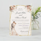 Boho en gouden bruiloft kaart (Staand voorkant)