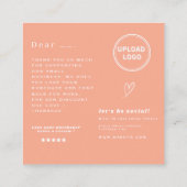 Boho en moderne perzik Bestel met aangepaste logo Vierkante Visitekaartje (Achterkant)