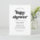 Boho en Retro Black en White | BABY SHOWER Kaart (Staand voorkant)