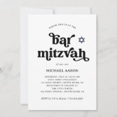 Boho en Retro Black en White | Bar Mitzvah Kaart (Voorkant)