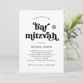Boho en Retro Black en White | Bar Mitzvah Kaart (Staand voorkant)