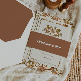 Boho en Retro bruiloft Uitnodigingen Wikkel