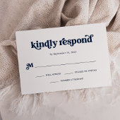 Boho en Retro Dark Navy Blue en White RSVP Kaartje
