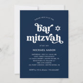 Boho en Retro Donker Navyblauw | Bar Mitzvah Kaart (Voorkant)