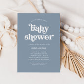 Boho en Retro Dusty Blue | BABY SHOWER Kaart