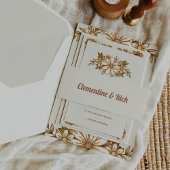 Boho en Retro Neutrale Bruiloft Uitnodigingen Wikkel