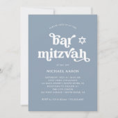 Boho en Retro Stofblauw | Bar Mitzvah Kaart (Voorkant)