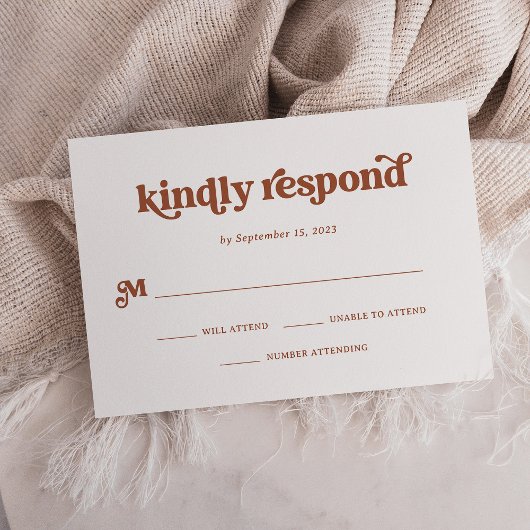 Boho en Retro Terracotta en White RSVP Kaartje