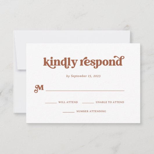 Boho en Retro Terracotta en White RSVP Kaartje (Voorkant)